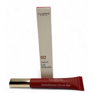 CLARINS PARIS VELVET Lip Perfector 02 VELVET ROSEWOOD Matte/Long-Wear FULL SIZE